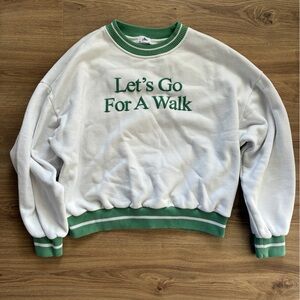 Green and White Crew Neck Sweater